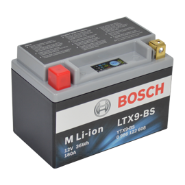 Bosch MC lithium batteri LTX9-BS 12volt 2,4Ah +pol til Venstre